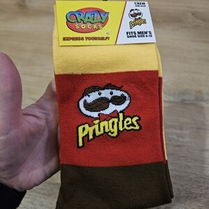 Pringles Fun Novelty Gift Crew Socks Mens Shoe Size 6-12